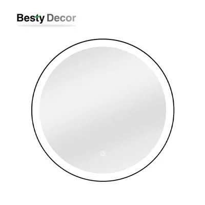 Miroir de salle de bain rond noir à LED
